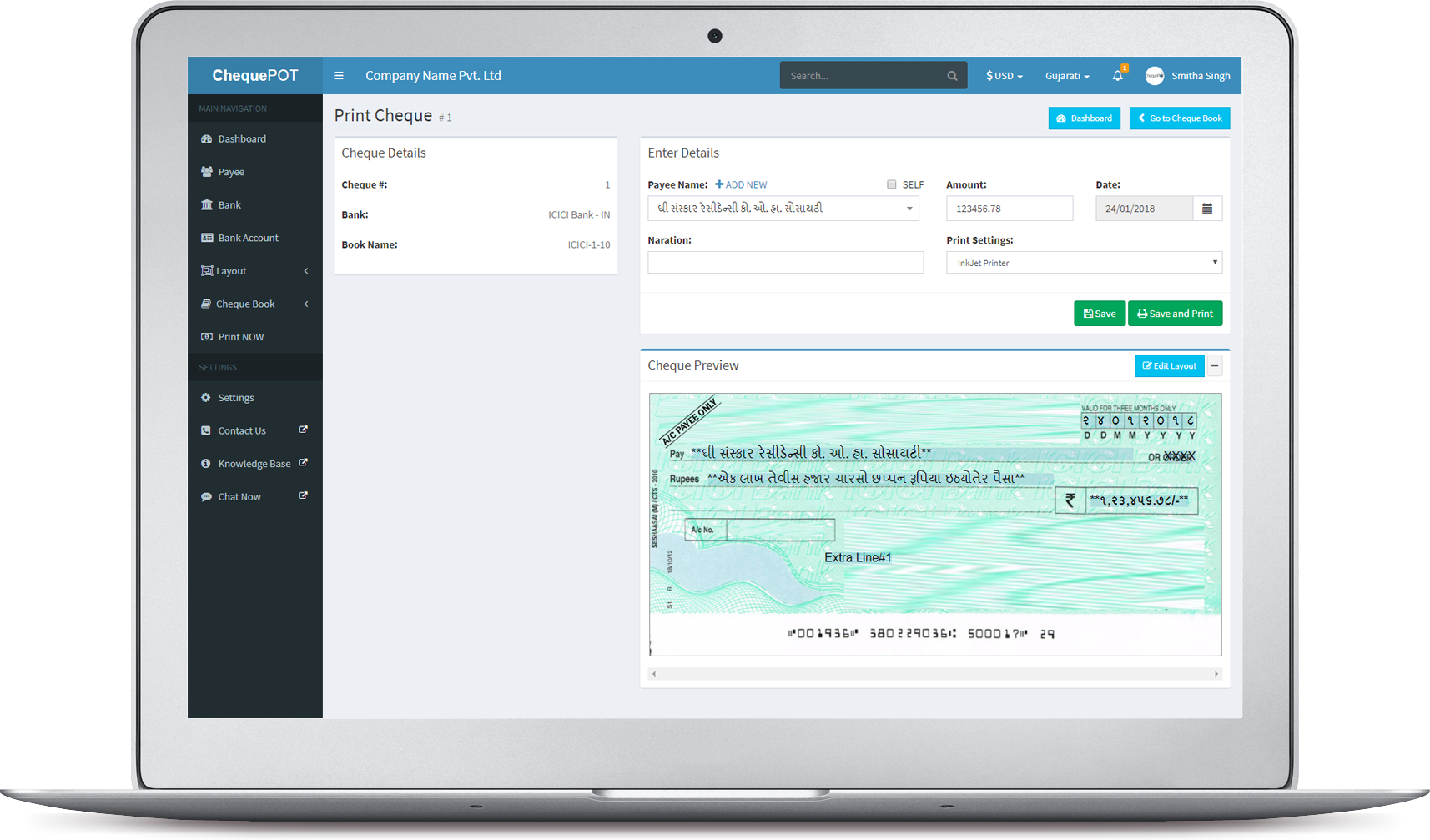 Online Cheque Printing Software ChequePot